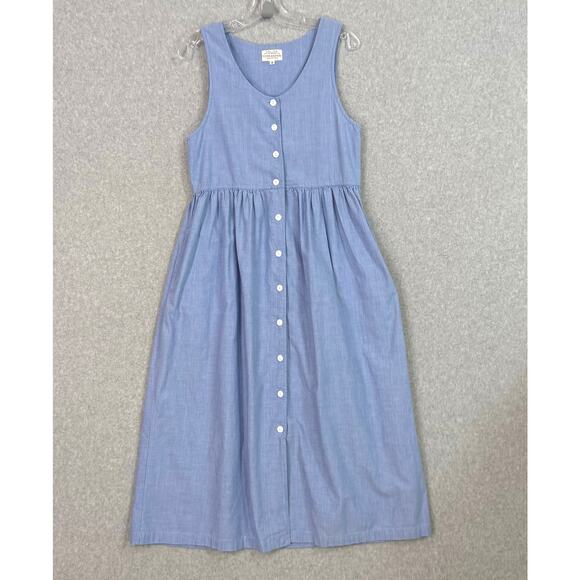 Susan Bristol Dresses & Skirts - Vtg Susan Bristol Chambray Jumper Dress Size 6 Full Button Cottagecore Country